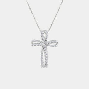 Gilded 1 Carat Lab-Grown Diamond Looping Curved Cross Pendant
