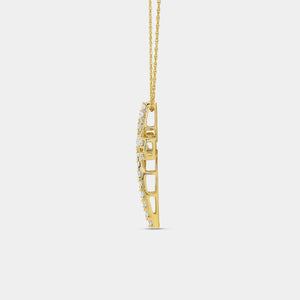 Gilded 1 Carat Lab-Grown Diamond Looping Curved Cross Pendant