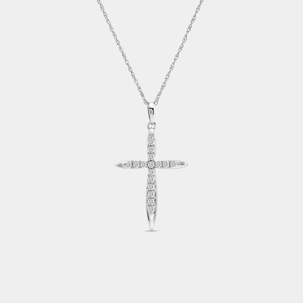 Gilded 1/4 Carat Lab-Grown Diamond Tapered Edge Cross Pendant