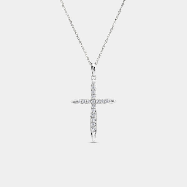 Gilded 1/4 Carat Lab-Grown Diamond Tapered Edge Cross Pendant