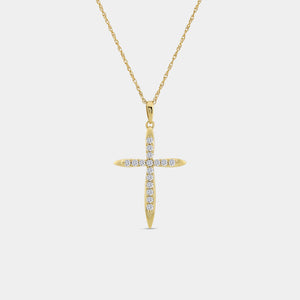 Gilded 1/4 Carat Lab-Grown Diamond Tapered Edge Cross Pendant