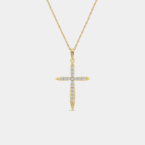Gilded 1/4 Carat Lab-Grown Diamond Tapered Edge Cross Pendant
