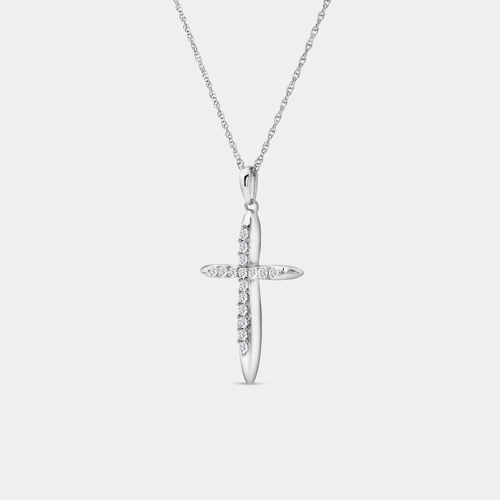 Gilded 1/4 Carat Lab-Grown Diamond Tapered Edge Cross Pendant