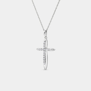 Gilded 1/4 Carat Lab-Grown Diamond Tapered Edge Cross Pendant