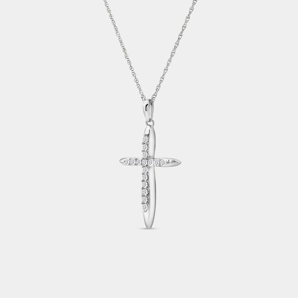 Gilded 1/4 Carat Lab-Grown Diamond Tapered Edge Cross Pendant