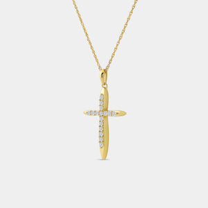 Gilded 1/4 Carat Lab-Grown Diamond Tapered Edge Cross Pendant