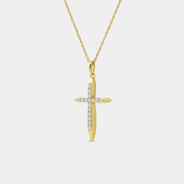 Gilded 1/4 Carat Lab-Grown Diamond Tapered Edge Cross Pendant