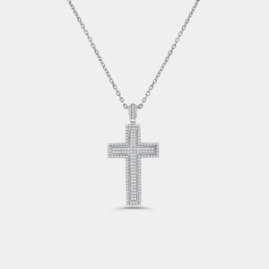 Gilded 1 Carat Lab-Grown Diamond Composite Halo Cross Pendant