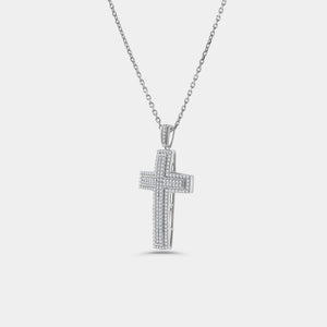 Gilded 1 Carat Lab-Grown Diamond Composite Halo Cross Pendant