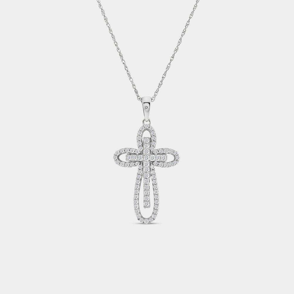 Gilded 1/2 Carat Lab-Grown Diamond Accent Loop Cross Pendant