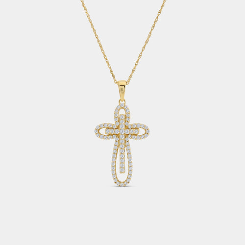 Gilded 1/2 Carat Lab-Grown Diamond Accent Loop Cross Pendant