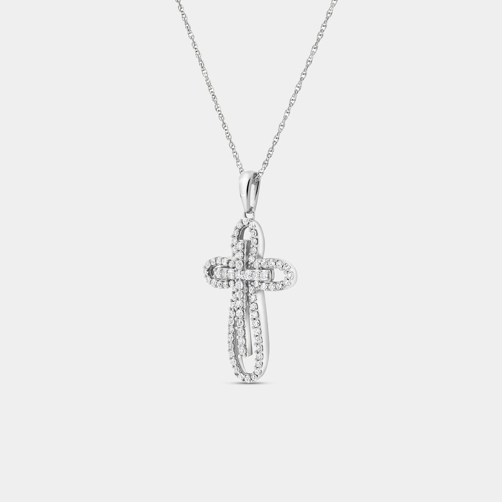 Gilded 1/2 Carat Lab-Grown Diamond Accent Loop Cross Pendant