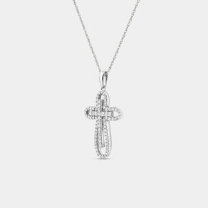 Gilded 1/2 Carat Lab-Grown Diamond Accent Loop Cross Pendant