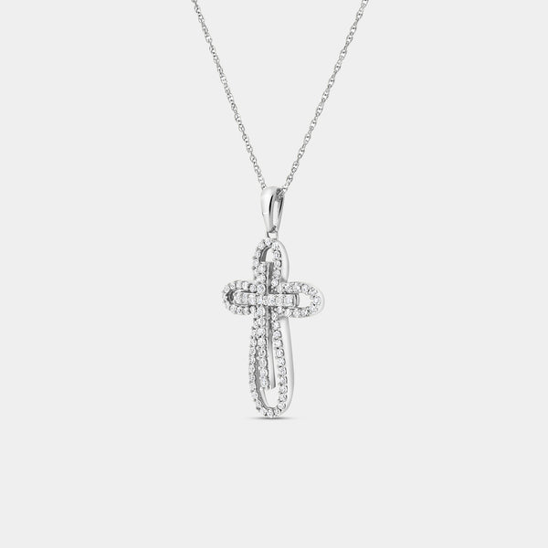 Gilded 1/2 Carat Lab-Grown Diamond Accent Loop Cross Pendant
