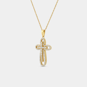 Gilded 1/2 Carat Lab-Grown Diamond Accent Loop Cross Pendant