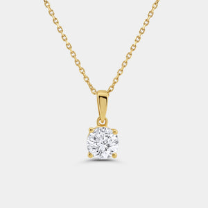 Gilded 1 Carat Lab-Grown Diamond Round-Shaped Classic Solitaire Pendant