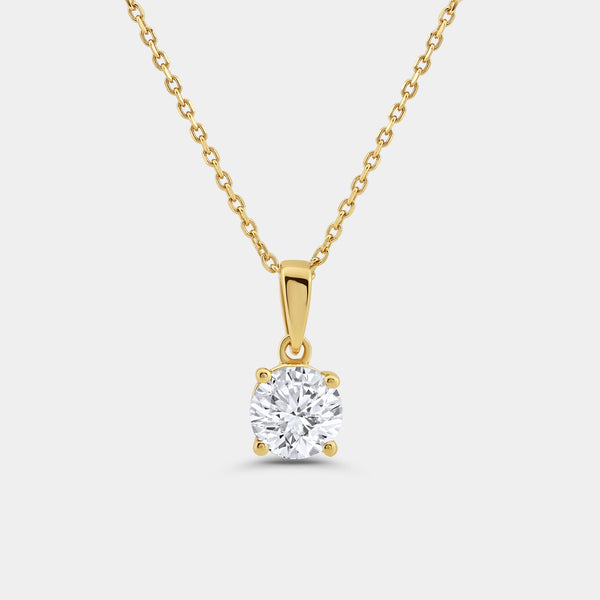 1 Carat Lab-Grown Diamond Round-Shaped Classic Solitaire Pendant — GILDED New York