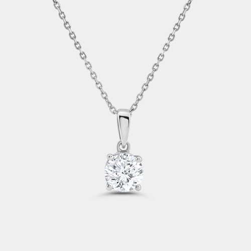 Gilded 1 Carat Lab-Grown Diamond Round-Shaped Classic Solitaire Pendant