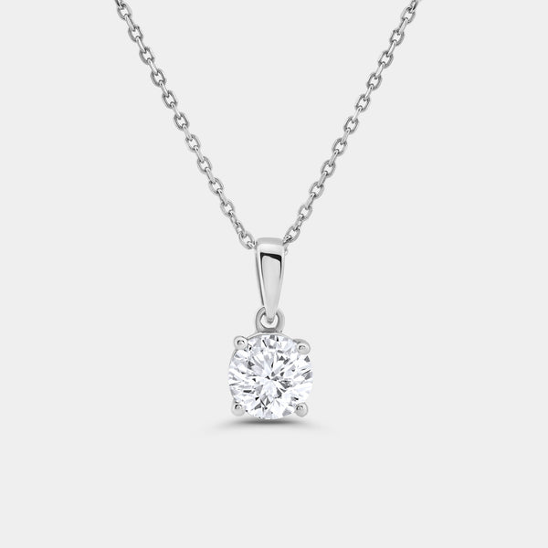 1 Carat Lab-Grown Diamond Round-Shaped Classic Solitaire Pendant — GILDED New York