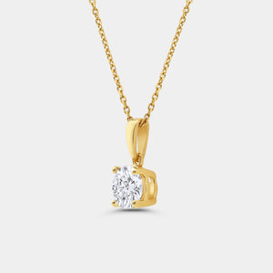 Gilded 1 Carat Lab-Grown Diamond Round-Shaped Classic Solitaire Pendant
