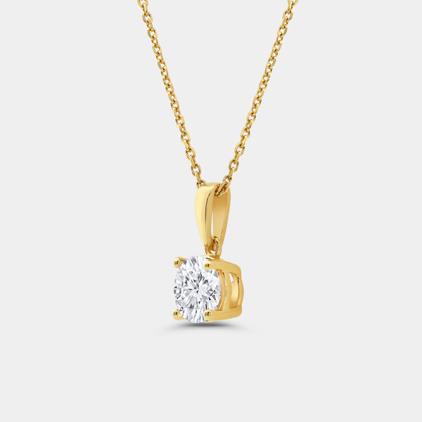 1 Carat Lab-Grown Diamond Round-Shaped Classic Solitaire Pendant — GILDED New York