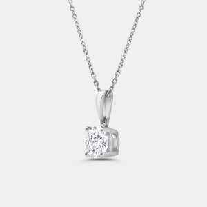 Gilded 1 Carat Lab-Grown Diamond Round-Shaped Classic Solitaire Pendant