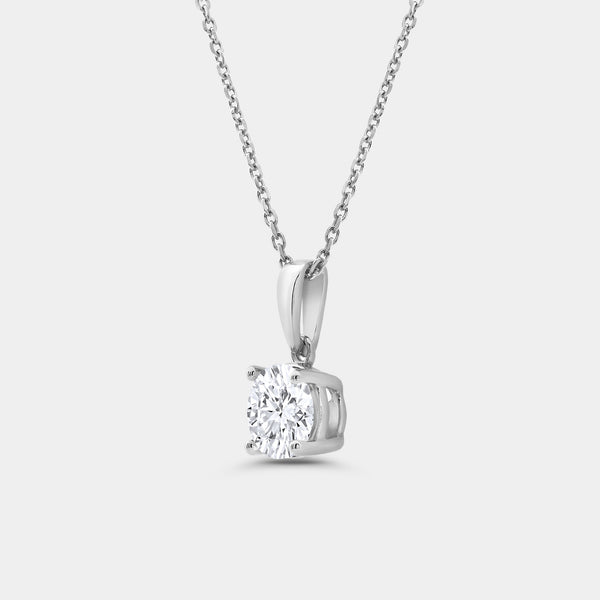 1 Carat Lab-Grown Diamond Round-Shaped Classic Solitaire Pendant — GILDED New York