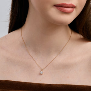Gilded 1 Carat Lab-Grown Diamond Round-Shaped Classic Solitaire Pendant