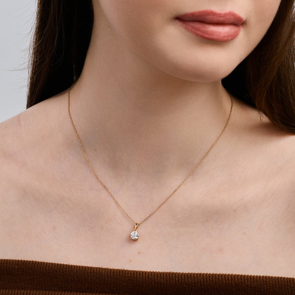 1 Carat Lab-Grown Diamond Round-Shaped Classic Solitaire Pendant — GILDED New York