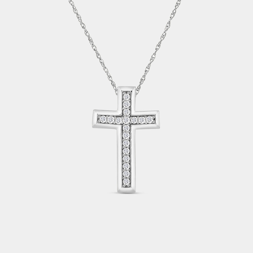 Gilded 1/4 Carat Lab-Grown Diamond Bar-Set Cross Pendant