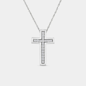 Gilded 1/4 Carat Lab-Grown Diamond Bar-Set Cross Pendant