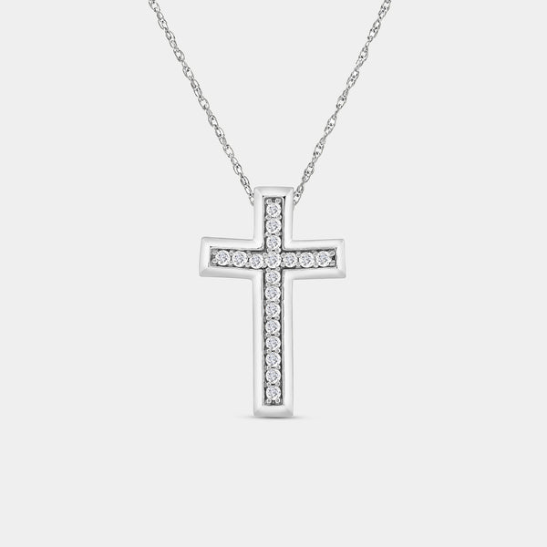 Gilded 1/4 Carat Lab-Grown Diamond Bar-Set Cross Pendant