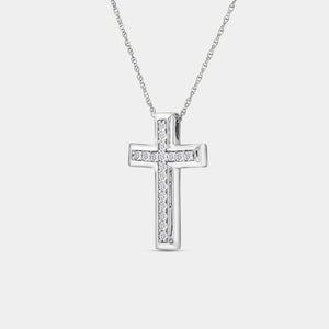 Gilded 1/4 Carat Lab-Grown Diamond Bar-Set Cross Pendant