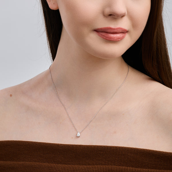 1/2 Carat Lab-Grown Diamond Pear-Shaped Slider Solitaire Pendant — GILDED New York