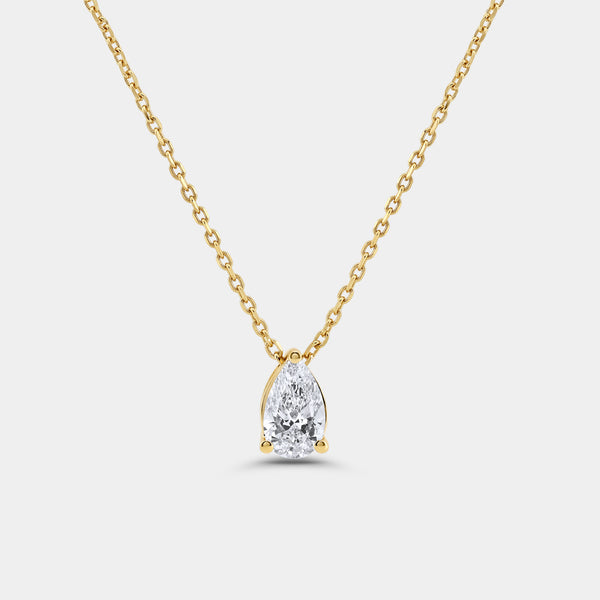1/2 Carat Lab-Grown Diamond Pear-Shaped Slider Solitaire Pendant — GILDED New York
