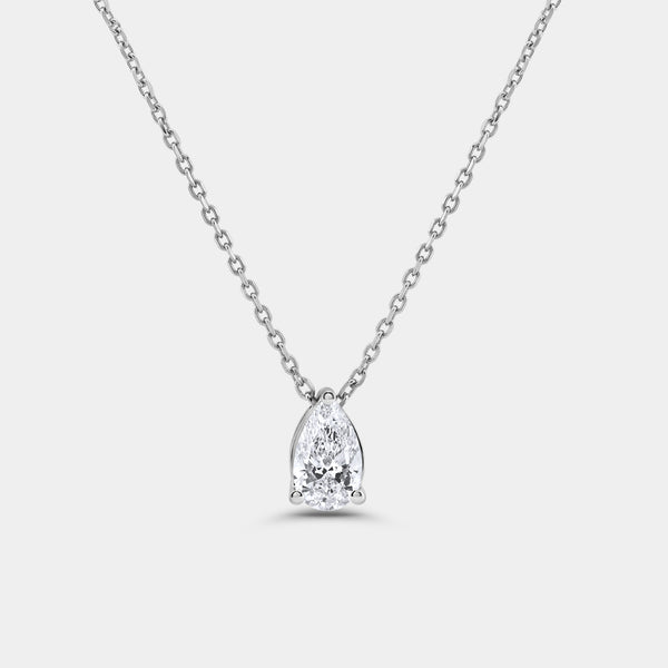 1/2 Carat Lab-Grown Diamond Pear-Shaped Slider Solitaire Pendant — GILDED New York
