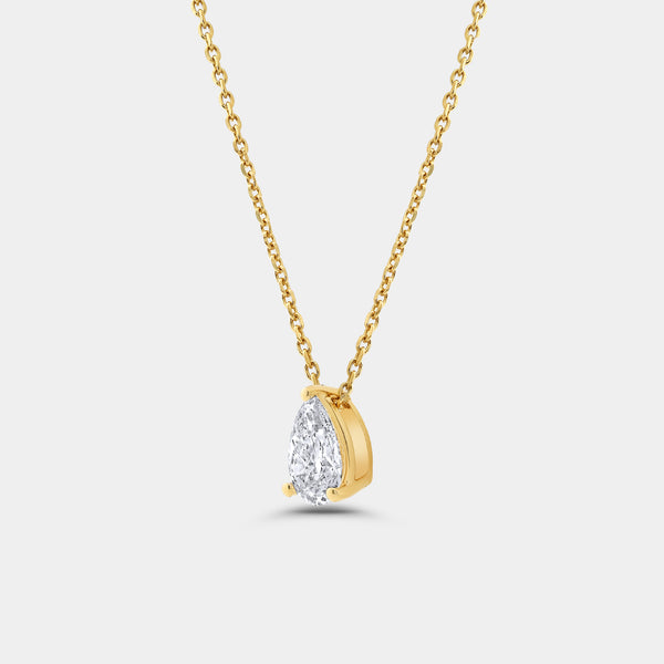 1/2 Carat Lab-Grown Diamond Pear-Shaped Slider Solitaire Pendant — GILDED New York