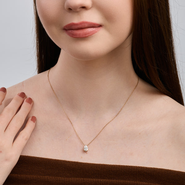 1 Carat Lab-Grown Diamond Pear-Shaped Slider Solitaire Pendant — GILDED New York