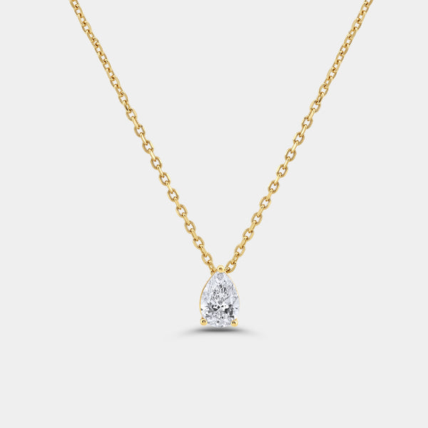1 Carat Lab-Grown Diamond Pear-Shaped Slider Solitaire Pendant — GILDED New York