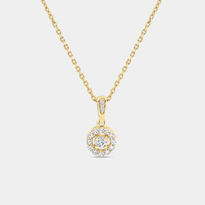 Gilded 1/4 Carat Lab-Grown Diamond Round-Shaped Classic Halo Solitaire Plus Pendant