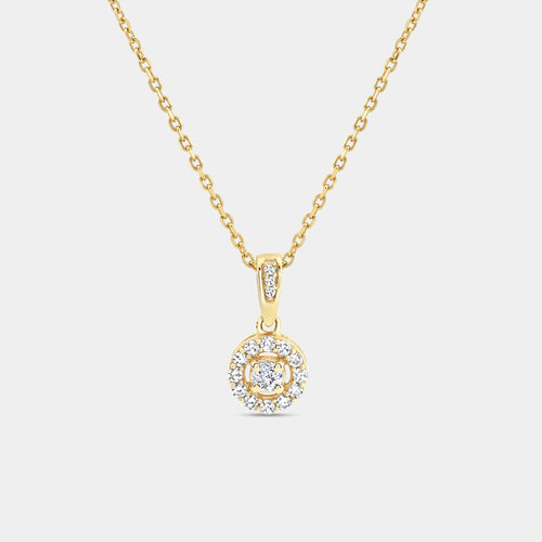 Gilded 1/4 Carat Lab-Grown Diamond Round-Shaped Classic Halo Solitaire Plus Pendant