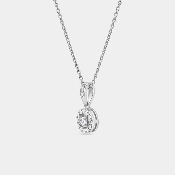 Gilded 1/4 Carat Lab-Grown Diamond Round-Shaped Classic Halo Solitaire Plus Pendant