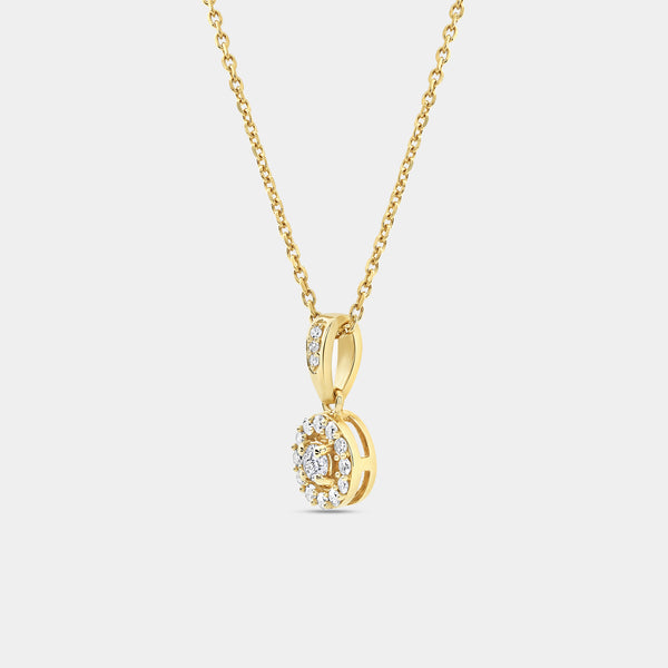 Gilded 1/4 Carat Lab-Grown Diamond Round-Shaped Classic Halo Solitaire Plus Pendant