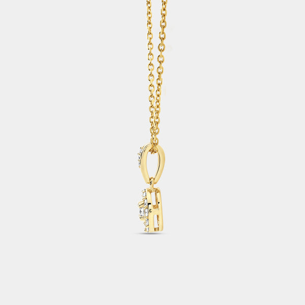 Gilded 1/4 Carat Lab-Grown Diamond Round-Shaped Classic Halo Solitaire Plus Pendant
