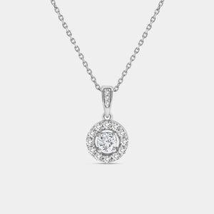 Gilded 1/2 Carat Lab-Grown Diamond Round-Shaped Classic Halo Solitaire Plus Pendant