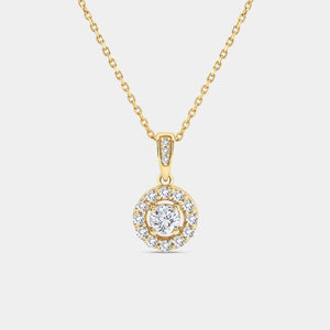 Gilded 1/2 Carat Lab-Grown Diamond Round-Shaped Classic Halo Solitaire Plus Pendant