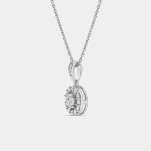 Gilded 1/2 Carat Lab-Grown Diamond Round-Shaped Classic Halo Solitaire Plus Pendant