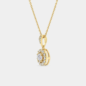 Gilded 1/2 Carat Lab-Grown Diamond Round-Shaped Classic Halo Solitaire Plus Pendant