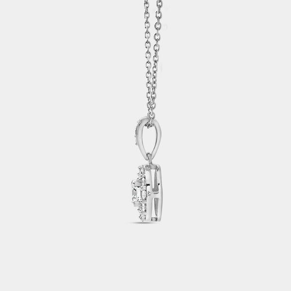 Gilded 1/2 Carat Lab-Grown Diamond Round-Shaped Classic Halo Solitaire Plus Pendant