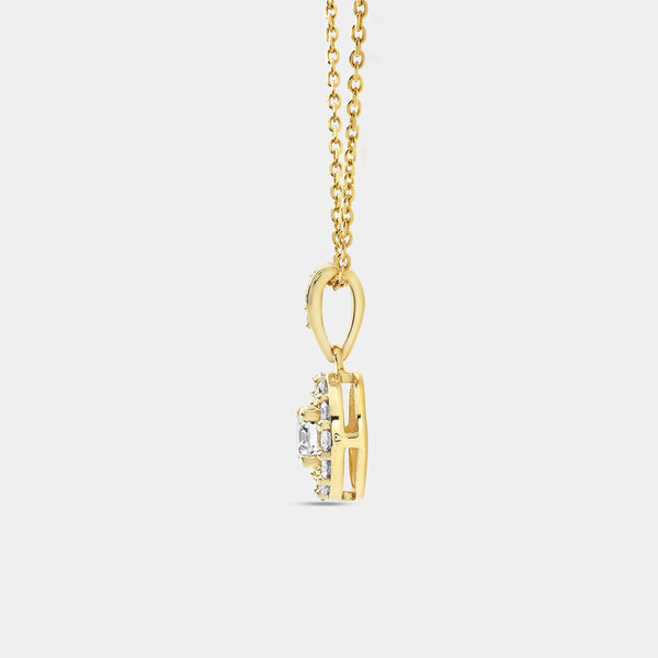 Gilded 1/2 Carat Lab-Grown Diamond Round-Shaped Classic Halo Solitaire Plus Pendant